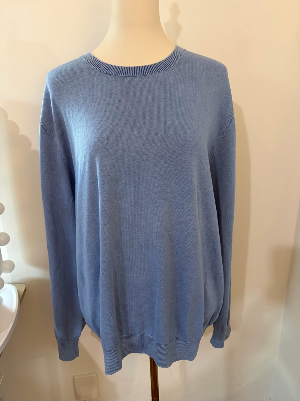 J McLaughlin 100% Combed Cotton Relaxed Crewneck Sweater in Powder Blue